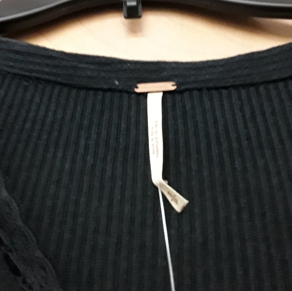 Free People Black Lace Button Peasant Top Set To Stun S P New Tags - Picture 2 of 16